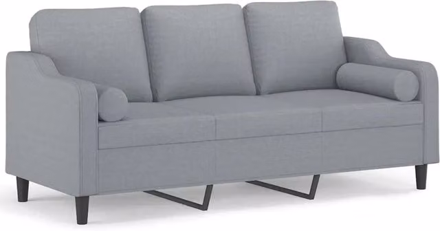 Divano | Divano da soggiorno | Sofa a 3 Posti con Cuscini Grigio Chiaro 180 cm in Tessuto