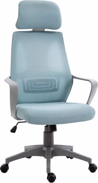 Sedia da ufficio ergonomica Minimal blu con braccioli e schienale reclinabile L: 64 cm, P: 55 cm, H: 116-126 cm