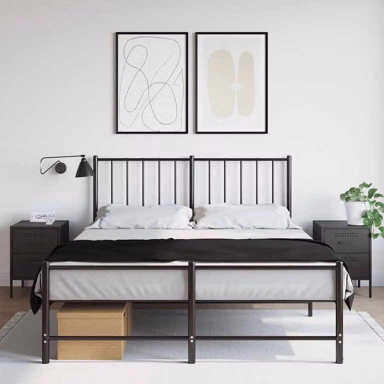 Set di 2 comodini vidaXL in metallo nero opaco stile industriale, L 36 cm x P 39 cm x H 50,5 cm