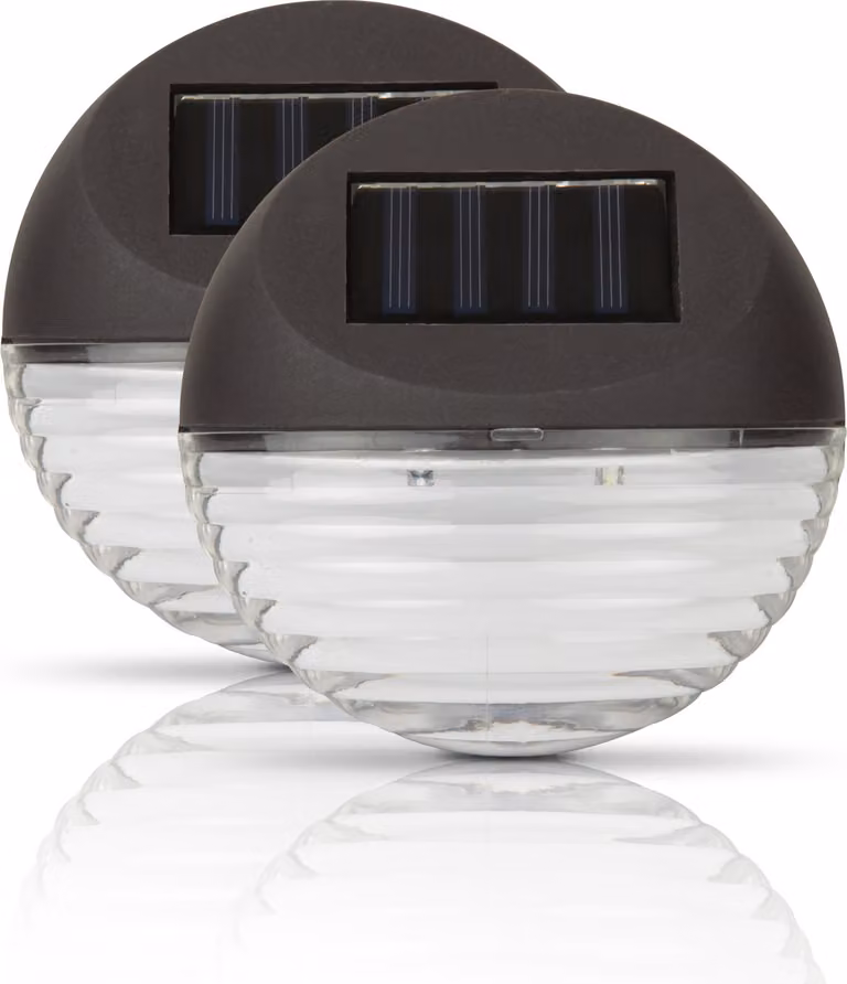 Faretto LED ( confezione da 2 ) 11cm Ø per esterni, luce per recinzione con 2 LED, luce da parete a risparmio energetico, resistente alle intemperie e agli spruzzi d'acqua
