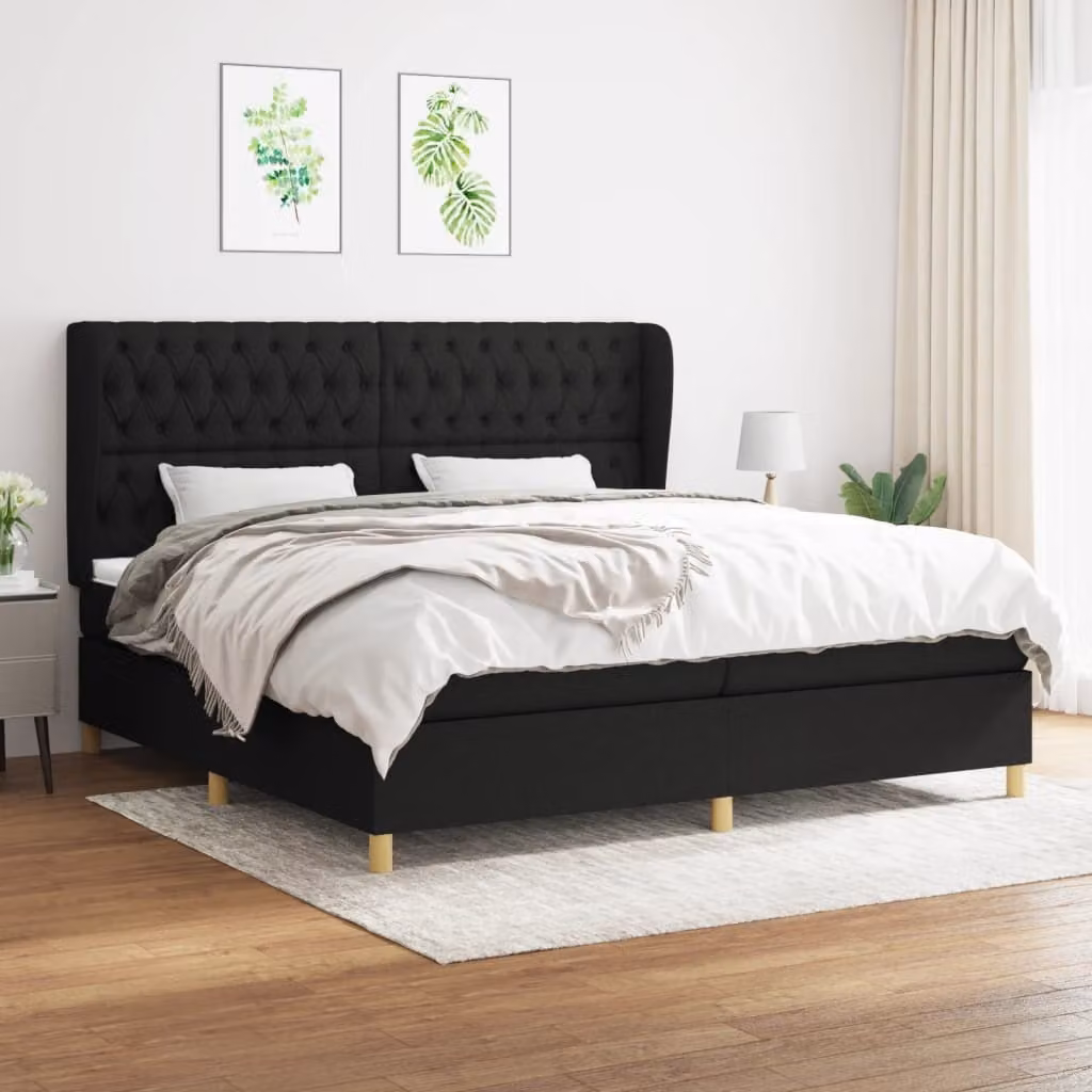 vidaXL Letto boxspring con materasso nero 200x200 cm in tessuto - Letto boxspring - Boxspringbetten - Bett - Schlafzimmermöbel
