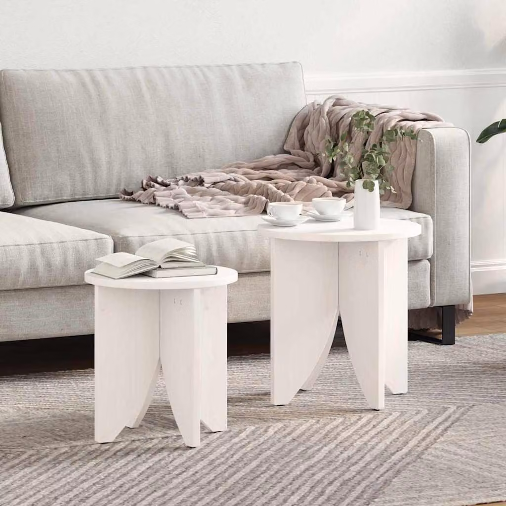 Maison Exclusive - Tavolino da caffè, 2 pezzi, bianco, 41,5 x 41,5 x 44 cm