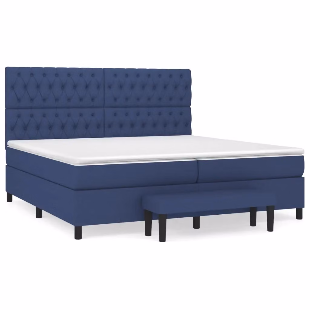 Letto Ibrido con Giroletto a Molle e Materasso vidaXL, Colore Blu e Bianco, L/P: 200 x 200 cm – 2