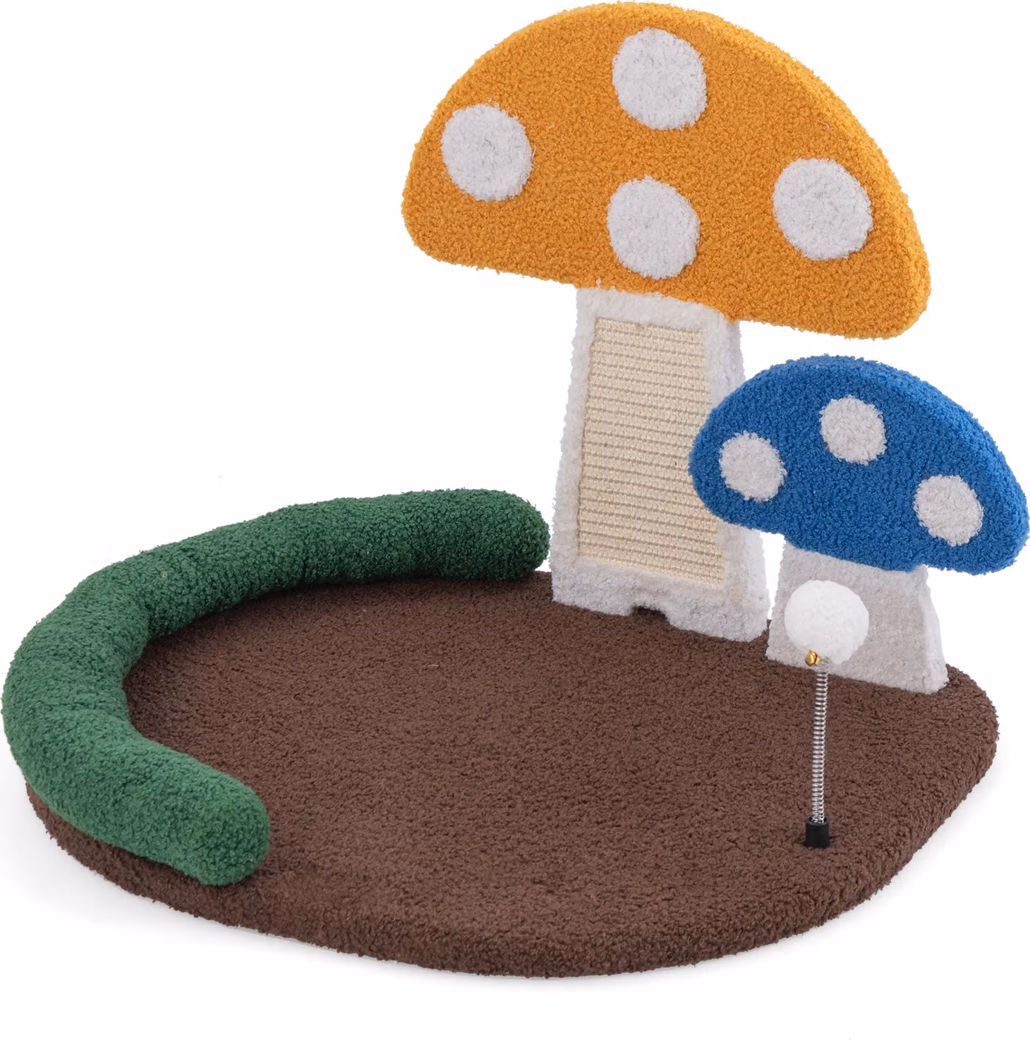 Albero per gatti COSTWAY in look fungo, albero per gatti con letto per gatti, tiragraffi in sisal, volano e poggiatesta, albero per arrampicata per gatti in legno 59x49x43cm Colorato