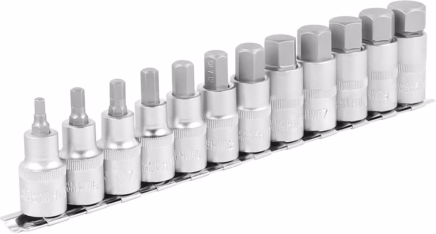 Set di chiavi a bussola da 9 pezzi, 1/2 di pollice, da 5 a 22 mm, in acciaio cromo-vanadio, per riparazioni