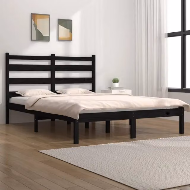 Giroletto Nero in Legno Massello di Pino MERCATOXL L/P: 200 x 200 cm