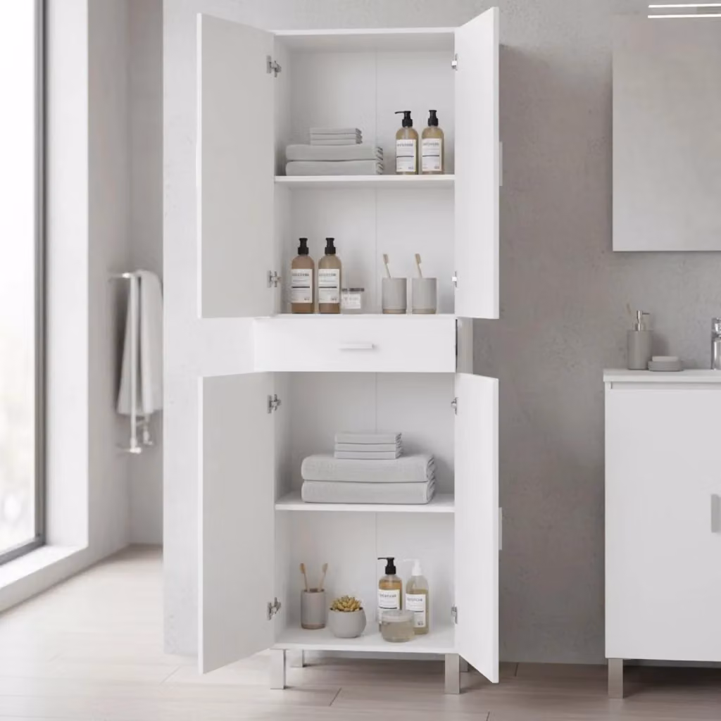 Colonna Bagno Moderna Arreditaly con 4 Ante e 4 Ripiani, Mobile Salvaspazio Bianco, H 182 x L 60 x P 29 cm – 2