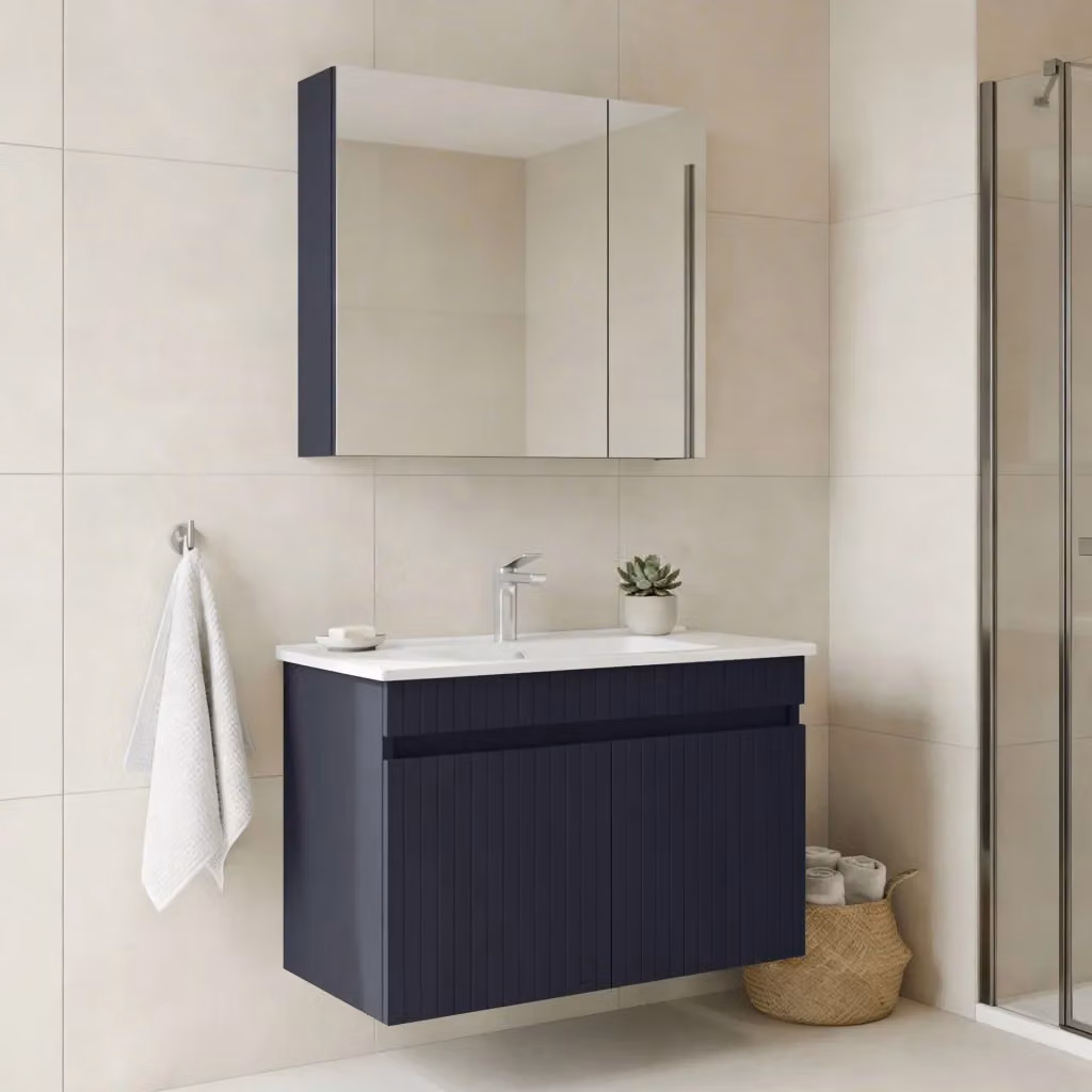 Set mobile lavabo con specchio Tivoli 85 Hanah Home, Blu navy opaco, L 85 cm x P 45 cm x H 57 cm – 2