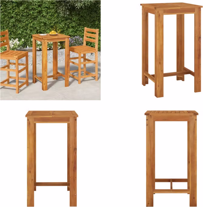 vidaXL Tavolo bar da giardino 60x60x105 cm in legno massiccio di acacia - Tavolo bar da giardino - Tavoli bar da giardino - Tavolo bar da giardino - Mobili da giardino