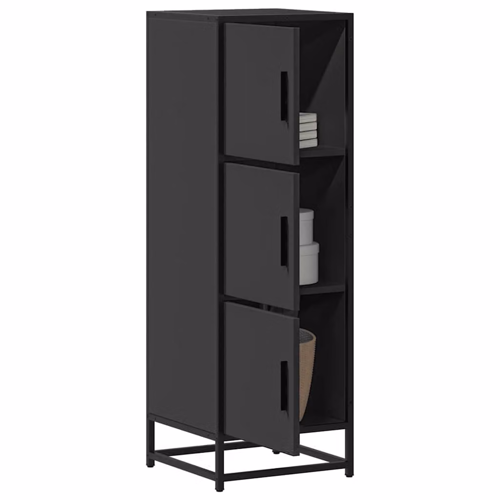 Credenza moderna da parete vidaXL in metallo e legno nero L/P/H: 35,5 x 35,0 x 106,5 cm