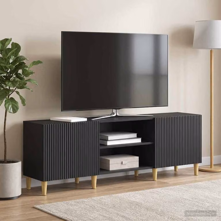 Mobile TV vidaXL Nero in Legno Ingegnerizzato con Ripiani Media L: 150 cm, P: 31 cm, H: 50 cm