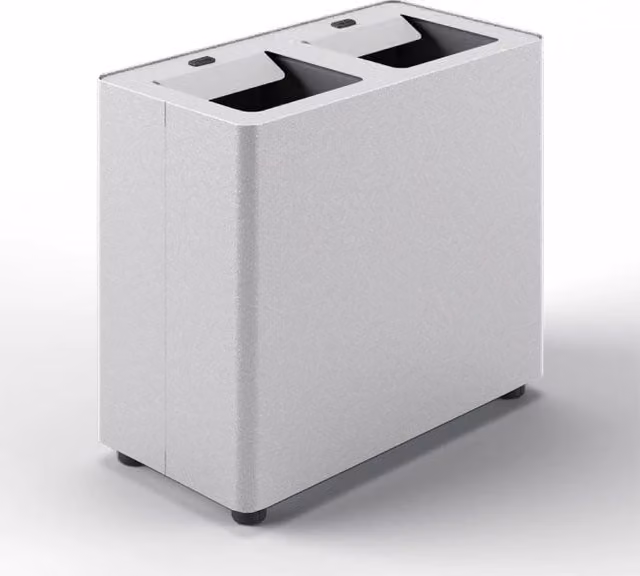 Pattumiera a 2 scomparti Giordanoshop da 24 L con contenitori interni rimovibili in acciaio verniciato bianco, L: 48,5 cm, P: 25,5 cm, H: 39 cm