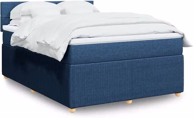 Letto Ibrido Moderno vidaXL con Materasso Blu e Bianco in Tessuto, L/P: 160 x 200 cm – 1