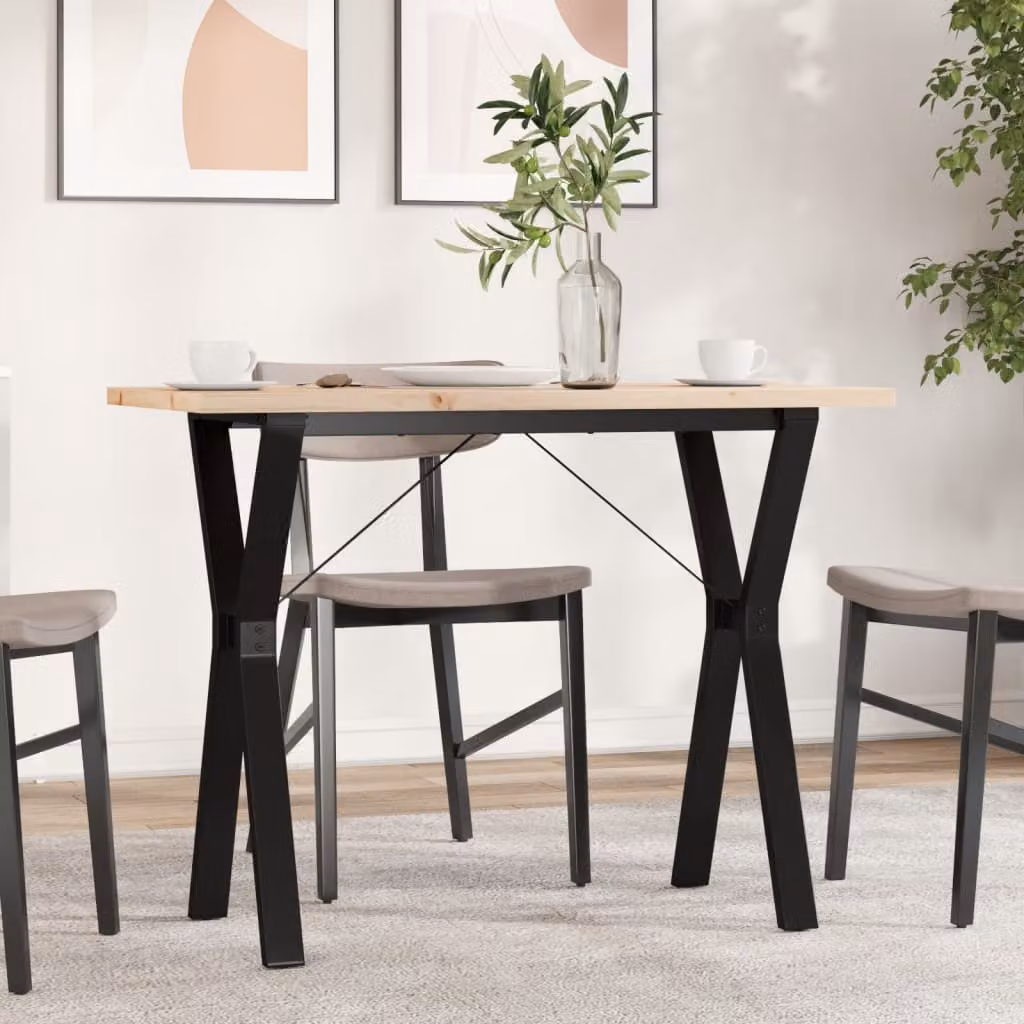 vidaXL Tavolo da Pranzo Rettangolare in Legno di Pino e Acciaio con Telaio a Y, Marrone, L 100 x P 50 x H 75,5 cm