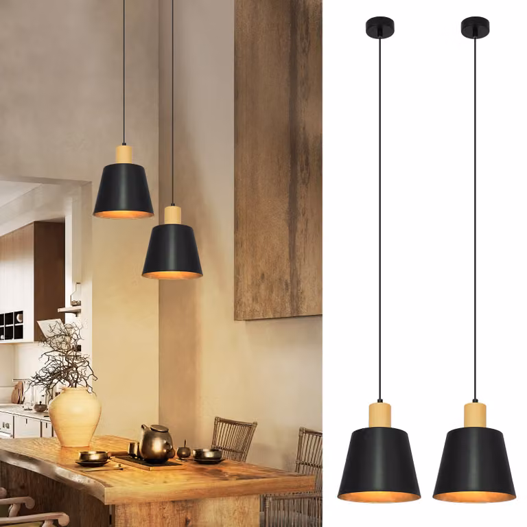 ZMH lampada a sospensione sala da pranzo vintage lampada a sospensione 2 x industriale nero luce a sospensione metallo E27 tavolo da pranzo lampada retro sala da pranzo lampada 1 fiamma lampada a sospensione per cucina camera da letto soggiorno corridoio
