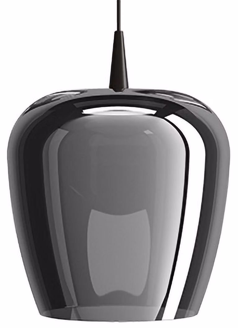 Zafferano Lampada a sospensione Bilia 230V LED 8W in vetro borosilicato soffiato a bocca finitura Nero e Argento, diametro 27cm, H 333cm