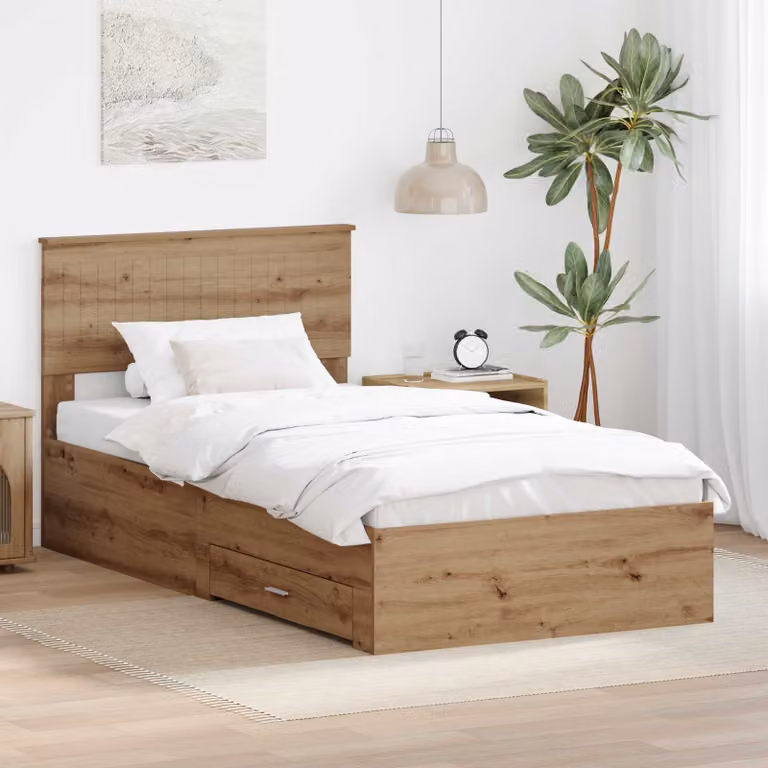 vidaXL Struttura letto moderna con cassetti in legno color marrone L/P/H: 200 x 100 x 90 cm