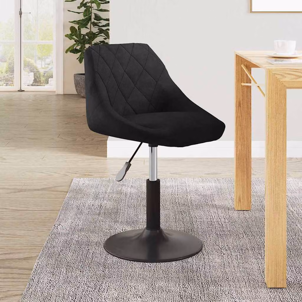 Sedia da pranzo moderna vidaXL in velluto nero con base girevole 360 gradi