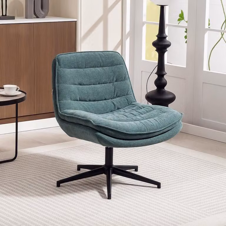 sedia da scrivania regolabile in altezza okwish, poltrona lounge con design senza braccioli, poltrona reclinabile con seduta ampia, poltrona lounge con seduta a U, verde scuro