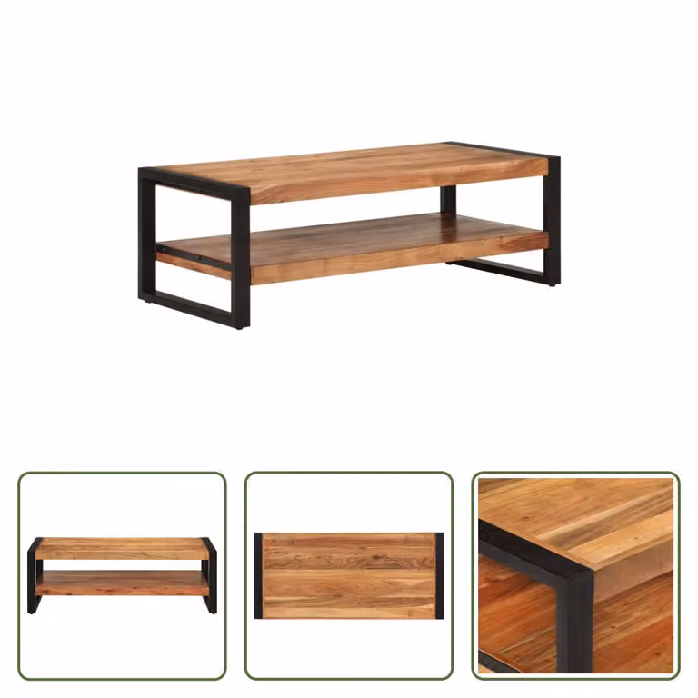 Tavolino The Living Store 120x55x40 cm in legno massello di acacia