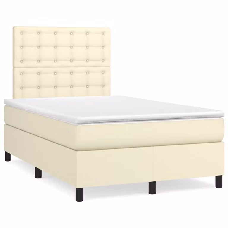 Giroletto a Molle con Materasso Crema 120x200 cm in Pelle finta