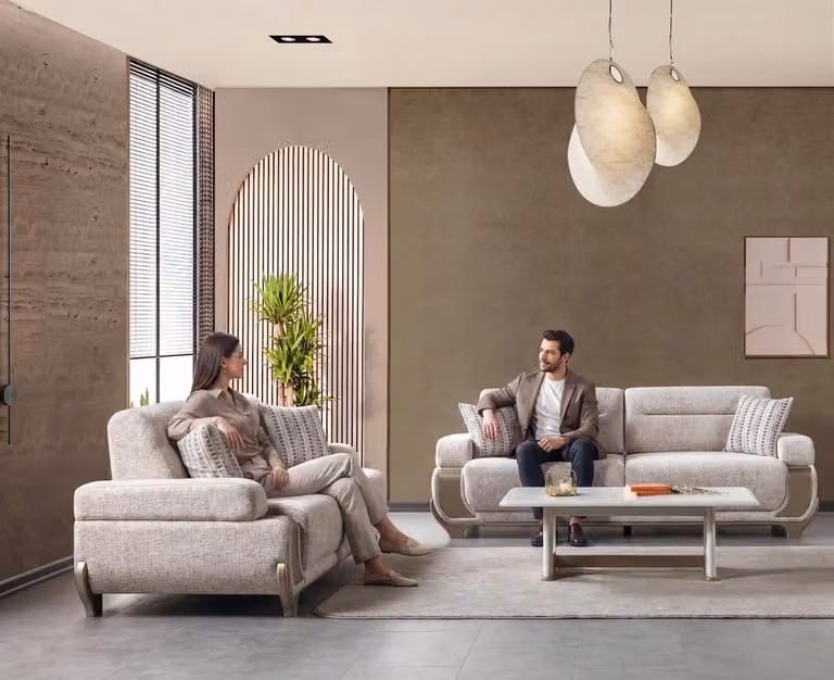 Divano, tavolino bianco, design moderno, nuovo, rettangolare, imbottito, ideale per il soggiorno