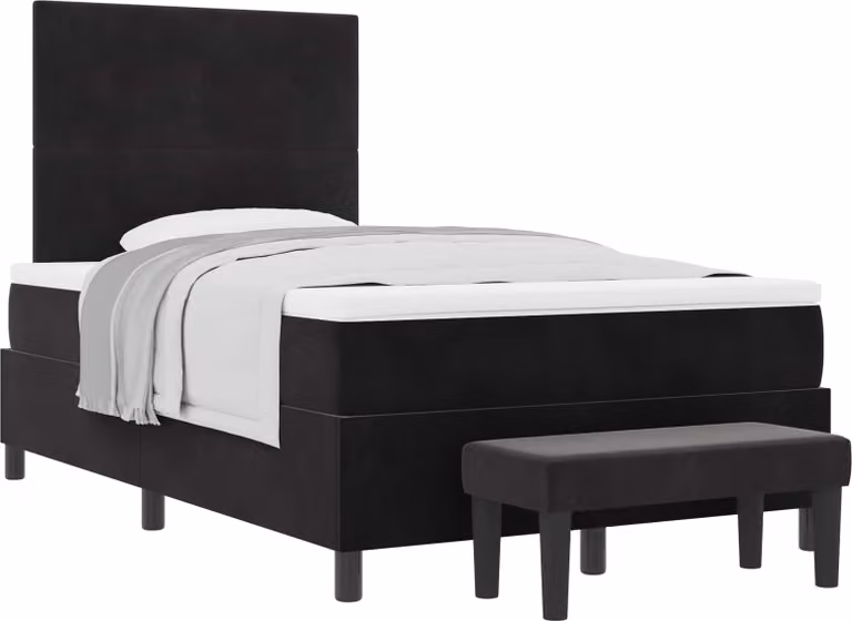 Letto a molle con testiera Nero 190 x 120 cm Velluto