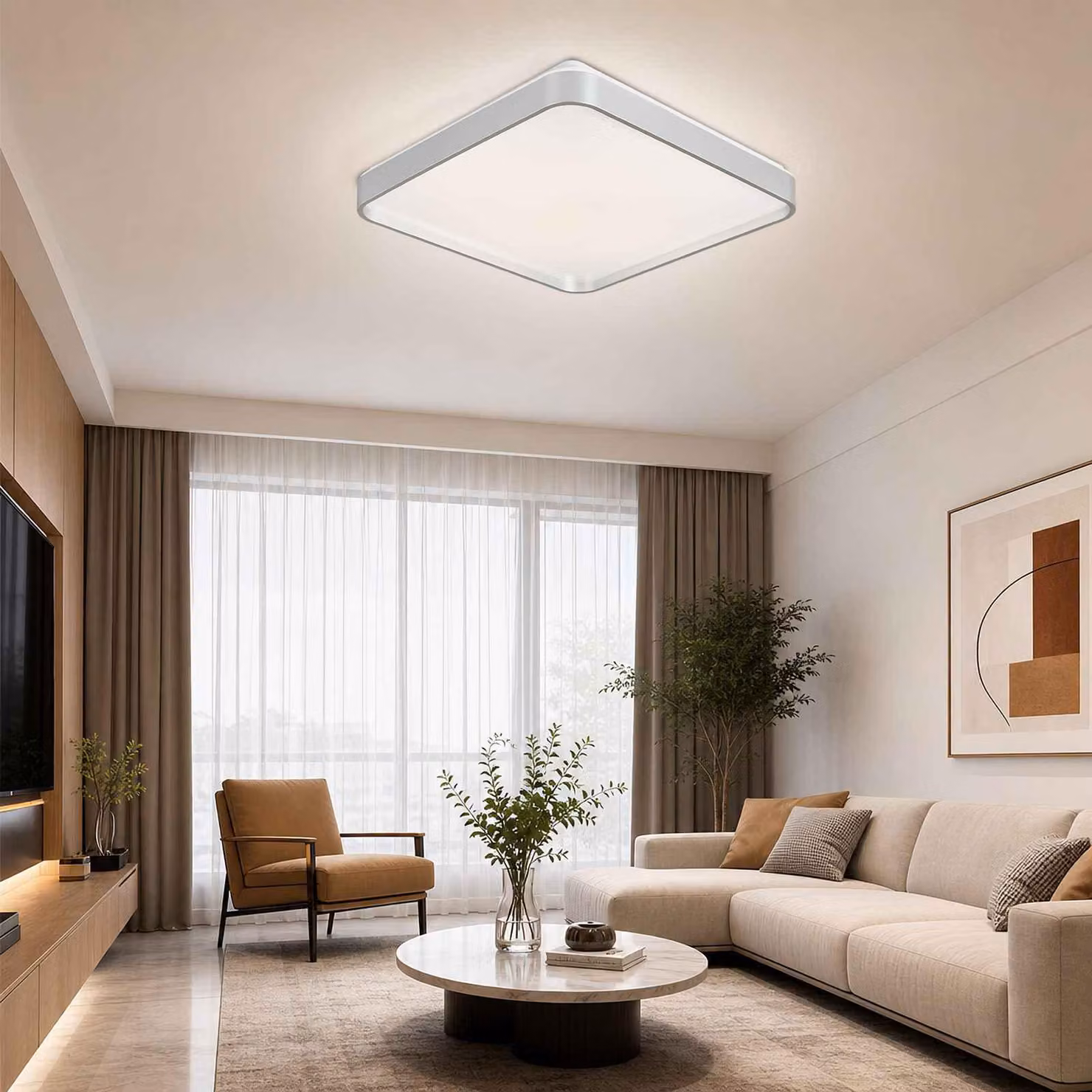 ZELURXX, plafoniera LED quadrata, 38x38 cm, 36W, 3 temperature di colore: 3000K/4000K/5000K, materiale: ferro e PVC, colore: argento