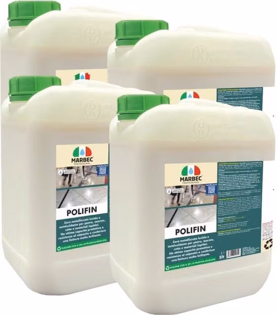 Cera metallizzata lucida a base acqua POLIFIN confezione da 4 x 5 l