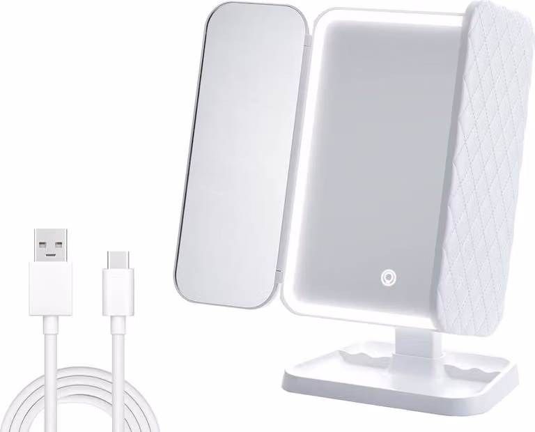 Verk 27029 Specchio cosmetico a LED, ingrandimento 3x, bianco