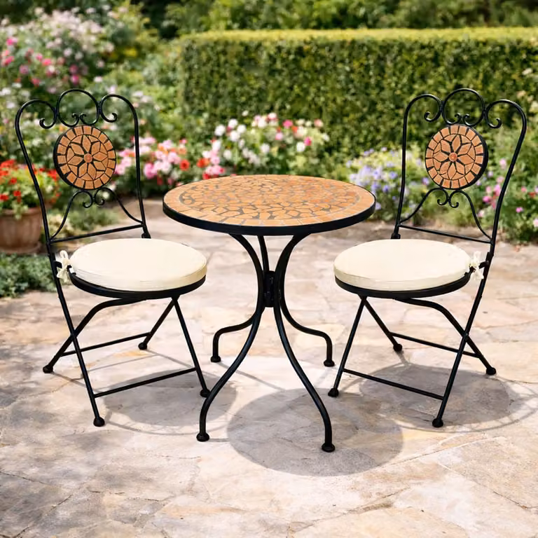 Set di sedute a mosaico Mobili da giardino Set da giardino 3 pezzi