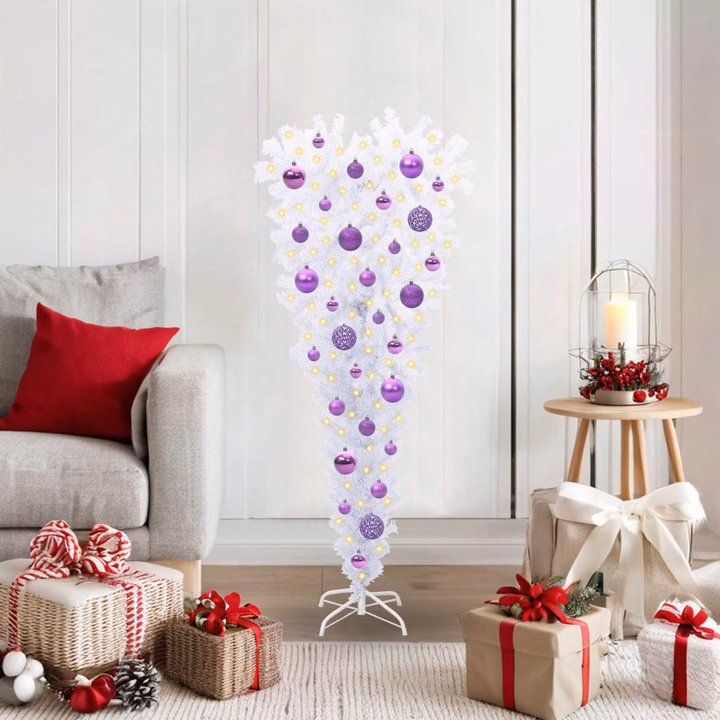 Maison Exclusive - Albero di Natale artificiale bianco, 120 cm, in PVC e acciaio