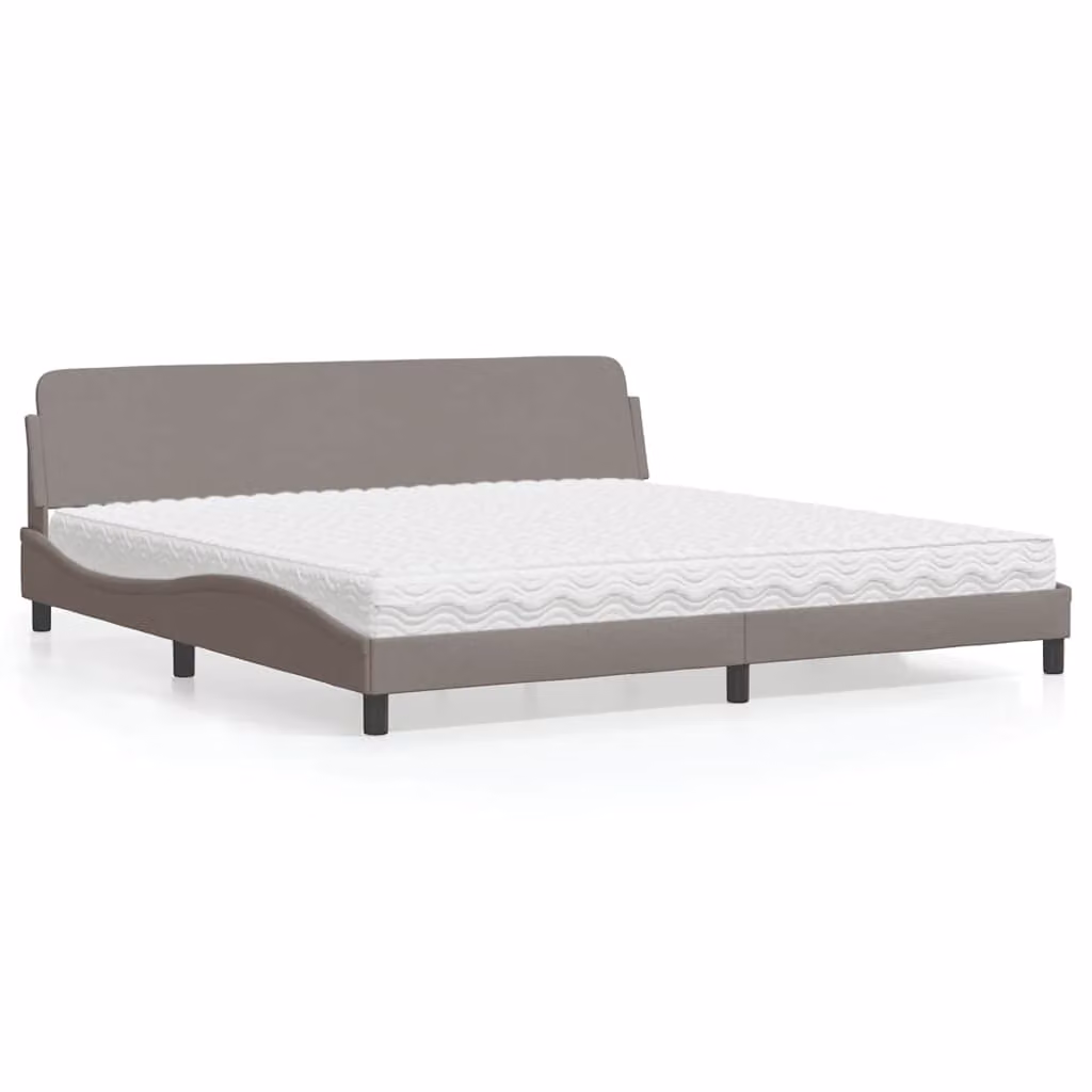 Letto con Materasso Dover vidaXL in Tessuto Tortora L/P/H: 200 x 200 x 205 cm