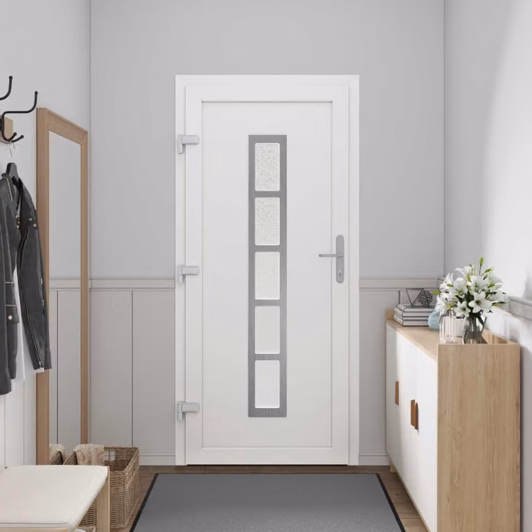 Porta d'ingresso antracite, 88 x 200 cm, in PVC