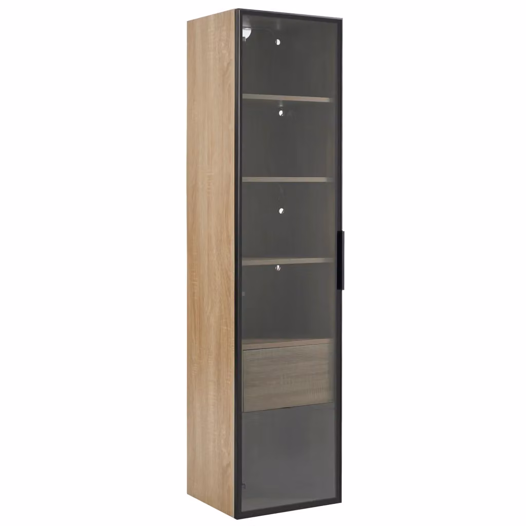 Armadietto bagno Minimal con specchio e illuminazione LED Bianco rovere, L: 40 cm, H: 76,5 cm, P: 16,5 cm – 2