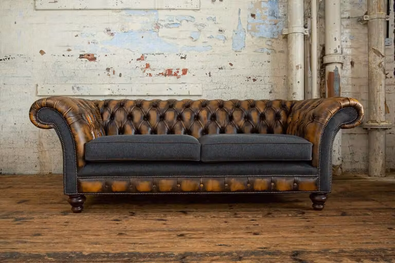 Design Chesterfield Sofa 3 Couch Sofa Set Polster Leder Dreisitzer Couchen