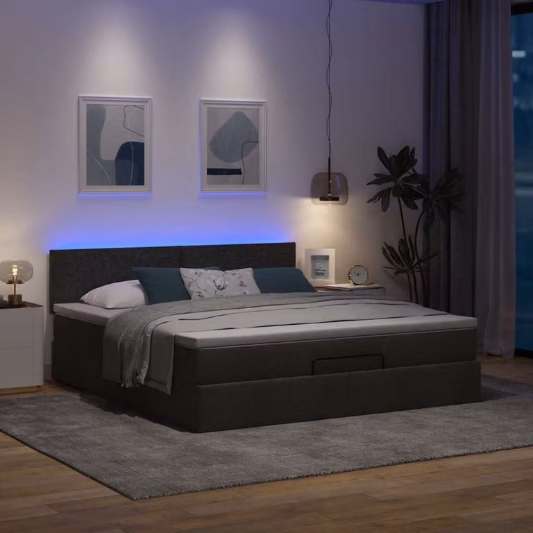 Maison Exclusive - Pouf Letto con Materasso e LED Nero 180x200cm Tessuto