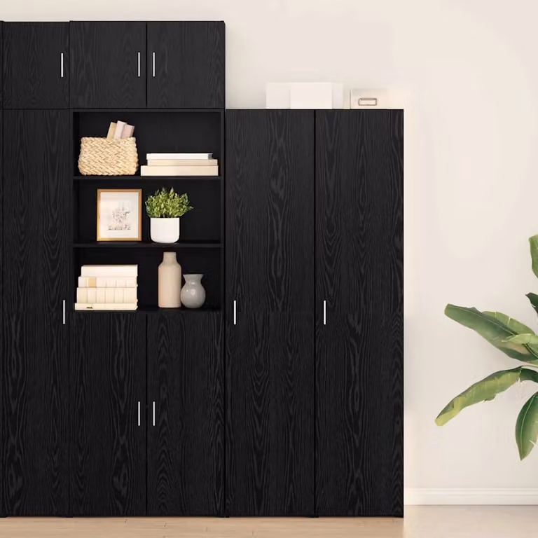 vidaXL Credenza Moderna in Rovere Nero con Ante a Battente e Ripiani Interni L: 40 cm, P: 42,5 cm, H: 185 cm
