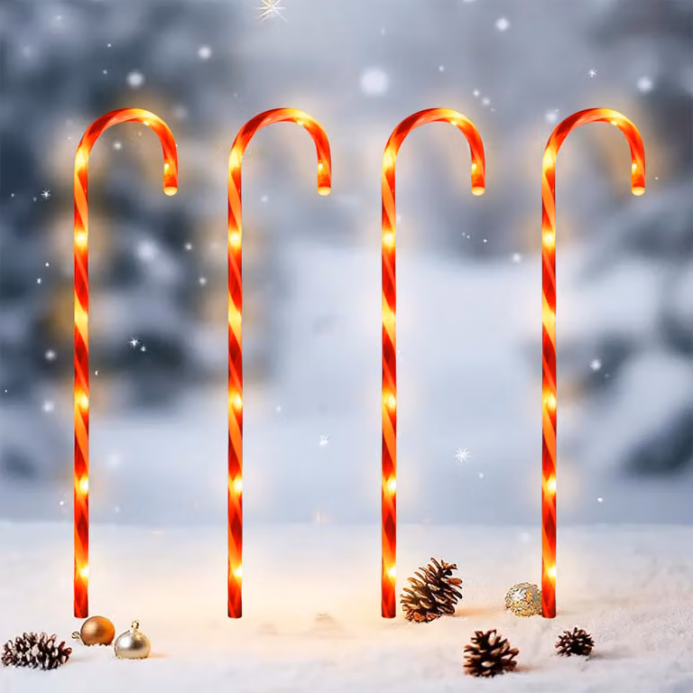 Bastoncini di zucchero XL LED per esterni con timer 74 cm - set di 4 - decorazione da giardino Natale a batteria