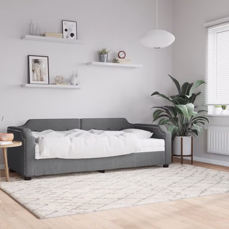vidaXL Divano Letto Moderno in Tessuto Grigio con Materasso in Schiuma L/P/H: 223 x 110 x 66,5 cm