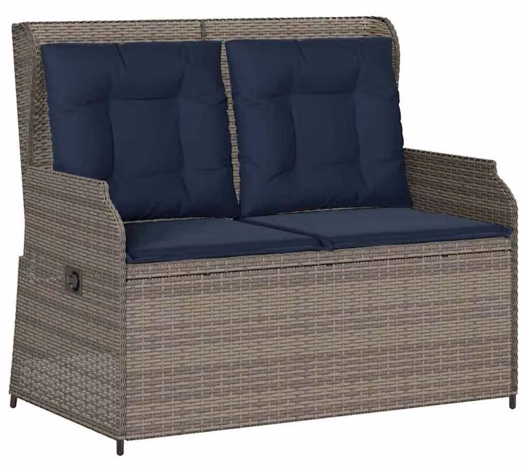 Panchina da giardino Grigio polyrattan