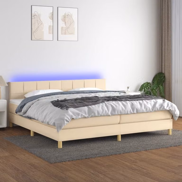 Maison Exclusive - Letto a Molle Materasso e LED bianco 200x200cm in Tessuto
