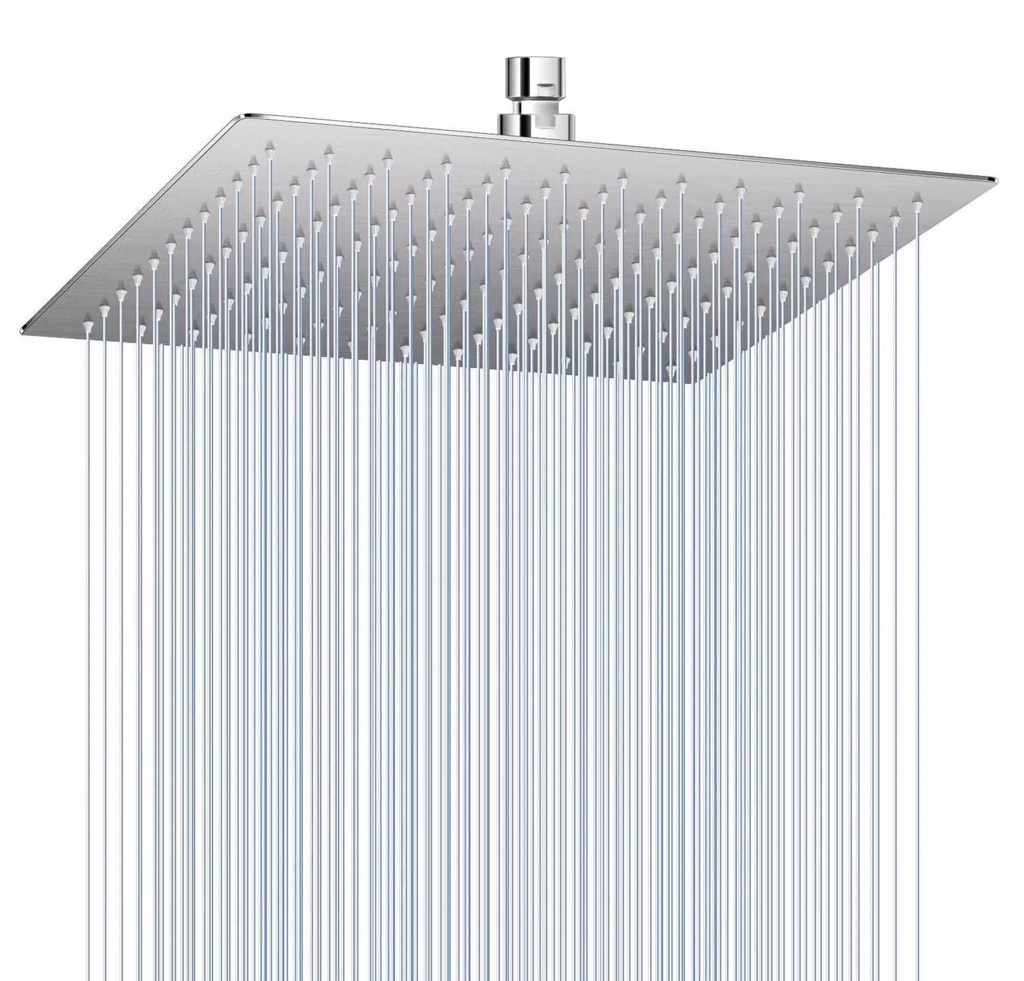 Doccia a pioggia, diametro 30 cm, finitura in nichel satinato, acciaio inossidabile, effetto cascata, a risparmio idrico, 144 ugelli anticalcare, regolabile a 360°