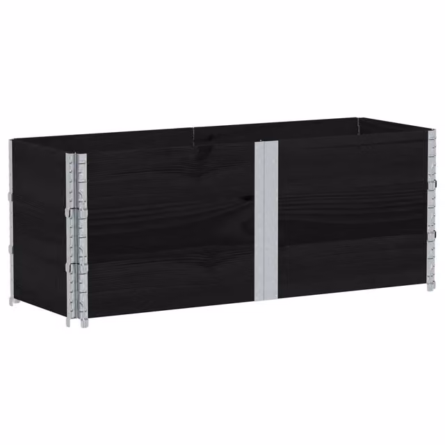 Set di 3 pareti per pallet DESIGN IN in legno massello di pino, colore nero, L: 150 cm, H: 50 cm