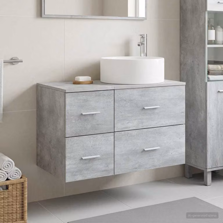 Set di mobili per il bagno moderno vidaXL composto da mobile lavabo e pensile a muro in MDF Grigio