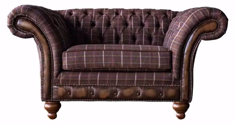 Chesterfield 1 Sitzer Couch Polster Sitz Textil Stoff Couchen Luxus Sofa