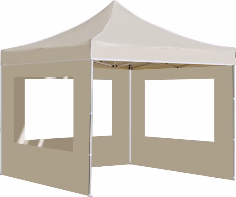 Gazebo Professionale Pieghevole Alluminio con Pareti 3x3m Crema