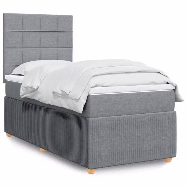 Letto Ibrido con Materasso e Giroletto a Molle vidaXL, Grigio e Bianco, L/P: 100 x 200 cm