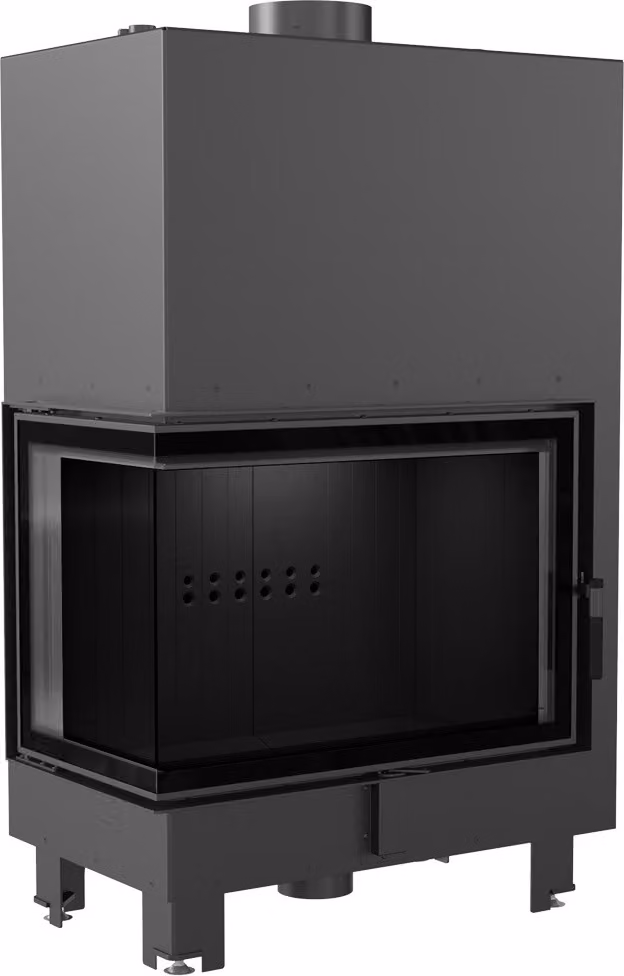 Inserto camino ad acqua KRATKI MBA sinistra 17 kW Ø 200 rivestimento nero