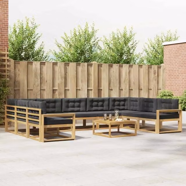 Set di divani da esterno vidaXL in legno di acacia con cuscini Bianco e Antracite